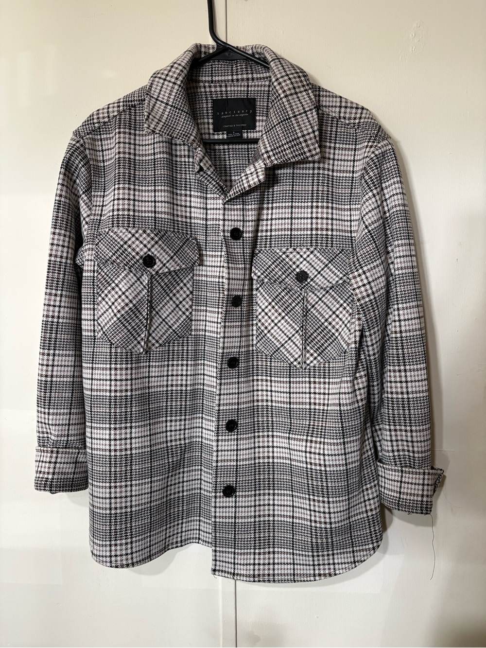 Plaid Button-Up Shirt Jacket - Black/brown/White